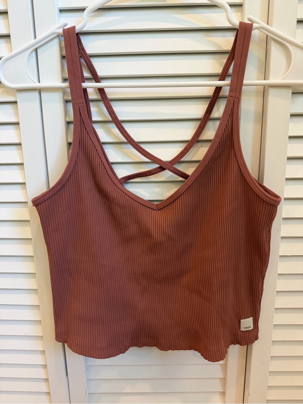 Vuori Ribbed Crossback Tank Top - Mauve